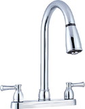 Dura Faucet DF-PK350L-CP DFPK350LCP Non-Metallic Dual Lever Pull-Down Kitchen Faucet, Chrome Polished