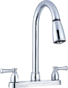 Dura Faucet DF-PK350L-CP DFPK350LCP Non-Metallic Dual Lever Pull-Down Kitchen Faucet&#44; Chrome Polished