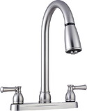 Dura Faucet DF-PK350L-SN DFPK350LSN Non-Metallic Dual Lever Pull-Down Kitchen Faucet, Satin Nickel