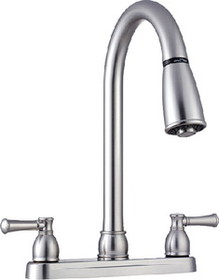Dura Faucet DF-PK350L-SN DFPK350LSN Non-Metallic Dual Lever Pull-Down Kitchen Faucet&#44; Satin Nickel