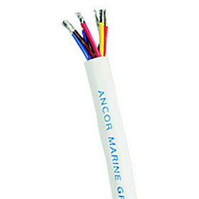 Ancor 158010 Marine Grade&#174; Tinned Copper White Flat Signal Cable, 20/8 AWG, 100', BK/RD/GN/BL/BN/OR/VI/YL