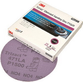 3M 02088 Trizact Hookit 6" P1500 Grade Clearcoat Sanding Disc - 25 per Box