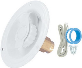 Valterra Brass Check Valve 1/2" FPT Recessed RV Water Inlet & Includes Tape&#44; Male Nipple & Hardware&#44; White&#44; Carded, A01-0176LFVP