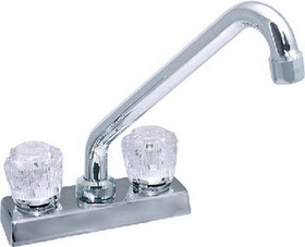 Valterra Phoenix PF211304 DuraPro Chrome Finish Two Handle 4" RV Kitchen Faucet with Hi-Rise Tubular Spout & Clear Acrylic Knobs