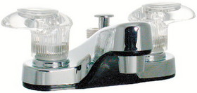 Valterra Catalina PF222341 Chrome Finish RV Bathroom Lavatory Diverter Faucet with Two Clear Acrylic Lever Handles