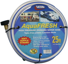Valterra White AquaFresh 25' High Pressure RV Drinking Water Hose, W015300