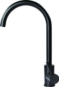 Flow-Max 2021090601 Gooseneck Single Hole Faucet, Curved, Black Finish