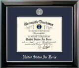 Campus Images AFDCL002 Patriot Frames Air Force 8.5x11 Discharge Classic Black Frame with Silver Medallion