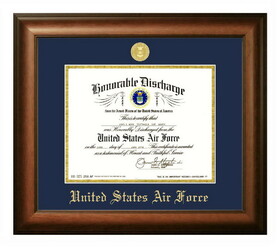 Campus Images AFDSW002 Patriot Frames Air Force 8.5x11 Discharge Walnut Frame Gold Medallion