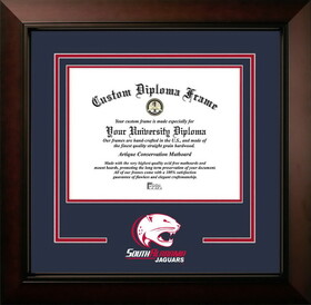 Campus Images AL991LBCSD-1185 South Alabama Jaguars 11w x 8.5h Legacy Black Cherry Spirit Logo Diploma Frame