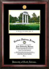 Campus Images AL991LGED University of South Alabama Gold embossed diploma frame with Campus Images lithograph