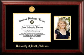 Campus Images AL991PGED-1185 University of South Alabama 11w x 8.5h Gold Embossed Diploma Frame with 5 x7 Portrait