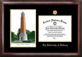 Campus Images AL993LGED University of Alabama - Tuscaloosa Gold Embossed Diploma Frame with Campus Images Lithograph