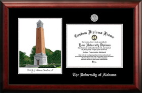 Campus Images AL993LSED-1185 University of Alabama, Tuscaloosa 11w x 8.5h Silver Embossed Diploma Frame with Campus Images Lithograph