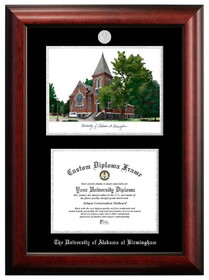 Campus Images AL995LSED-1185 University of Alabama, Birmingham 11w x 8.5h Silver Embossed Diploma Frame with Campus Images Lithograph