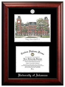 Campus Images AR999LSED-1185 University of Arkansas 11w x 8.5h Silver Embossed Diploma Frame with Campus Images Lithograph