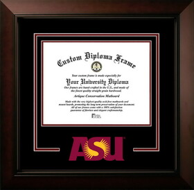 Campus Images AZ994LBCSD-1185 Arizona State University 11w x 8.5h Legacy Black Cherry Spirit Logo Diploma Frame Sun Devils