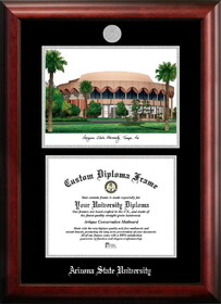 Campus Images AZ994LSED-1185 Arizona State University 11w x 8.5h Silver Embossed Diploma Frame with Campus Images Lithograph