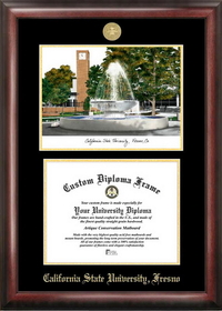 Campus Images CA920LGED Cal State Fresno Gold embossed diploma frame with Campus Images lithograph