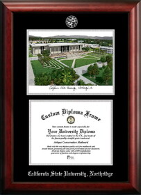 Campus Images CA924LSED-1185 California State University, Northridge 11w x 8.5h Silver Embossed Diploma Frame with Campus Images Lithograph
