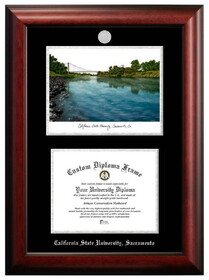 Campus Images CA925LSED-1185 California State Sacramento University 11w x 8.5h Silver Embossed Diploma Frame with Campus Images Lithograph