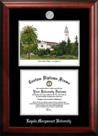 Campus Images CA927LSED-1185 Loyola Marymount 11w x 8.5h Silver Embossed Diploma Frame with Campus Images Lithograph