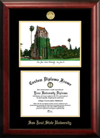 Campus Images CA929LGED San Jose State University Gold embossed diploma frame with Campus Images lithograph