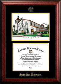 Campus Images CA930LGED-108 Santa Clara University 10w x 8h Gold Embossed Diploma Frame with Campus Images Lithograph