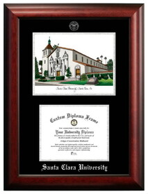 Campus Images CA930LSED-108 Santa Clara University 10w x 8h Silver Embossed Diploma Frame with Campus Images Lithograph