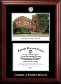 Campus Images CA940LSED-1185 University of Southern California 11w x 8.5h Silver Embossed Diploma Frame with Campus Images Lithograph