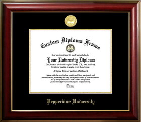 Campus Images CA944CMGTGED-1185 Pepperdine Waves 11w x 8.5h Classic Mahogany Gold Embossed Diploma Frame