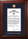 Campus Images Patriot Frames Coast Guard 10x14 Certificate Executive Frame with Gold Medallion with Mahogany Filet