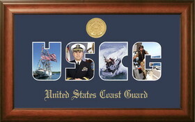 Campus Images CGSSW002S Patriot Frames Coast Guard Collage Photo Walnut Frame Gold Medallion