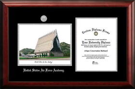 Campus Images CO994LSED-8511 United States Air Force Academy 8.5w x 11h Silver Embossed Diploma Frame with Campus Images Lithograph