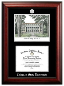 Campus Images CO999LSED-1185 Colorado State University 11w x 8.5h Silver Embossed Diploma Frame with Campus Images Lithograph