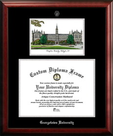 Campus Images DC996LSED-1714 Georgetown University 17w x 14h Silver Embossed Diploma Frame with Campus Images Lithograph