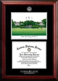 Campus Images FL986LSED-1185 Florida Atlantic University 11w x 8.5h Silver Embossed Diploma Frame with Campus Images Lithograph