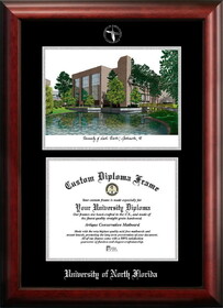 Campus Images FL993LSED-1185 University of North Florida 11w x 8.5h Silver Embossed Diploma Frame with Campus Images Lithograph