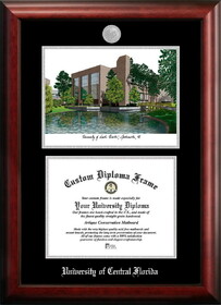 Campus Images FL998LSED-1185 University of Central Florida 11w x 8.5h Silver Embossed Diploma Frame with Campus Images Lithograph