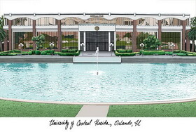 Campus Images FL998MBSGED-1185 University of Central Florida 11w x 8.5h Manhattan Black Single Mat Gold Embossed Diploma Frame with Bonus Campus Images Lithograph
