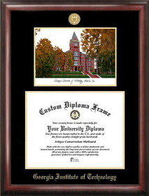 Campus Images GA974LGED Georgia Institute of Technology Gold embossed diploma frame with Campus Images lithograph