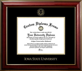 Campus Images IA998CMGTGED-1185 Iowa State Cyclones 11w x 8.5h Classic Mahogany Gold ,Foil Seal Diploma Frame