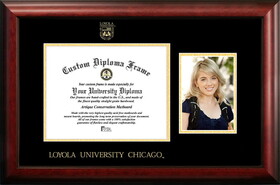 Campus Images IL970PGED-1185 Loyola University Chicago 11w x 8.5h Gold Embossed Diploma Frame with 5 x7 Portrait