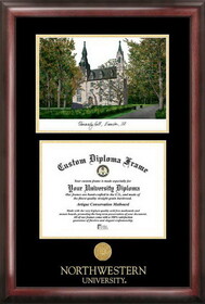 Campus Images IL971LGED Northwestern  University Gold embossed diploma frame with Campus Images lithograph