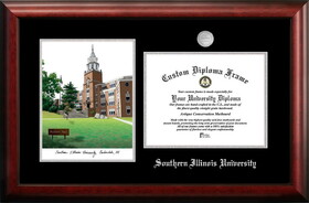 Campus Images IL972LSED-1185 Southern Illinois University 11w x 8.5h Silver Embossed Diploma Frame with Campus Images Lithograph