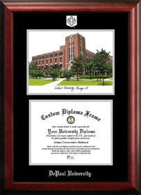 Campus Images IL974LSED-1185 DePaul University 11w x 8.5h Silver Embossed Diploma Frame with Campus Images Lithograph