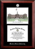 Campus Images IL978LSED-1185 Western Illinois University 11w x 8.5h Silver Embossed Diploma Frame with Campus Images Lithograph