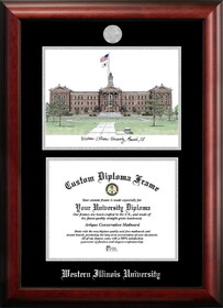 Campus Images IL978LSED-1185 Western Illinois University 11w x 8.5h Silver Embossed Diploma Frame with Campus Images Lithograph
