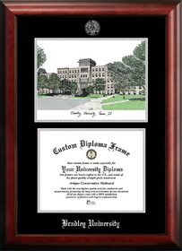 Campus Images IL999LSED-1185 Bradley University 11w x 8.5h Silver Embossed Diploma Frame with Campus Images Lithograph