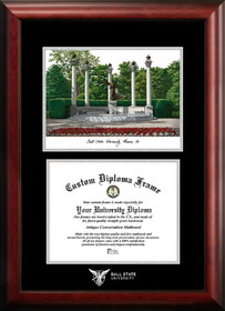 Campus Images IN985LSED-108 Ball State University 10w x 8h Silver Embossed Diploma Frame with Campus Images Lithograph